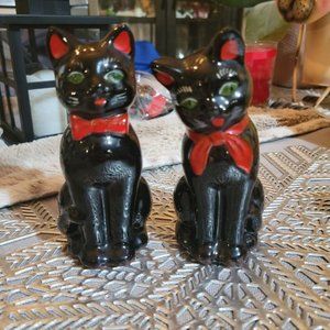 Vintage Black Cat Salt and Pepper Shakers